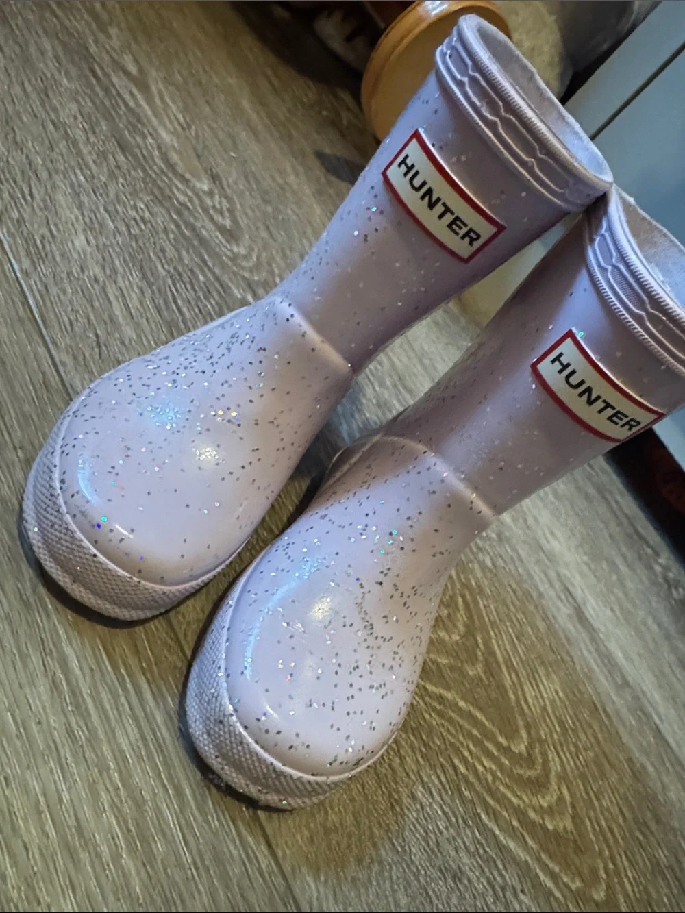 Hunter Kids' Pink Glitter Rain Boots